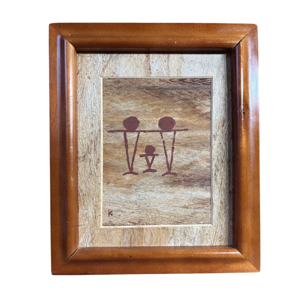 Vintage Robert Kelsey Original Hawaii Palm Tree Husk "Family" Painting Signed